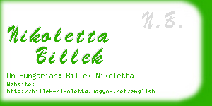 nikoletta billek business card